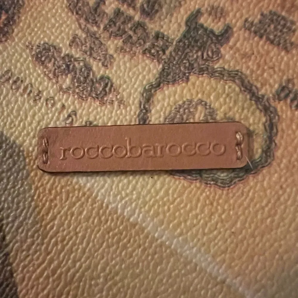 Roccobarocco Italian Coated Canvas Y2K bag with currency print